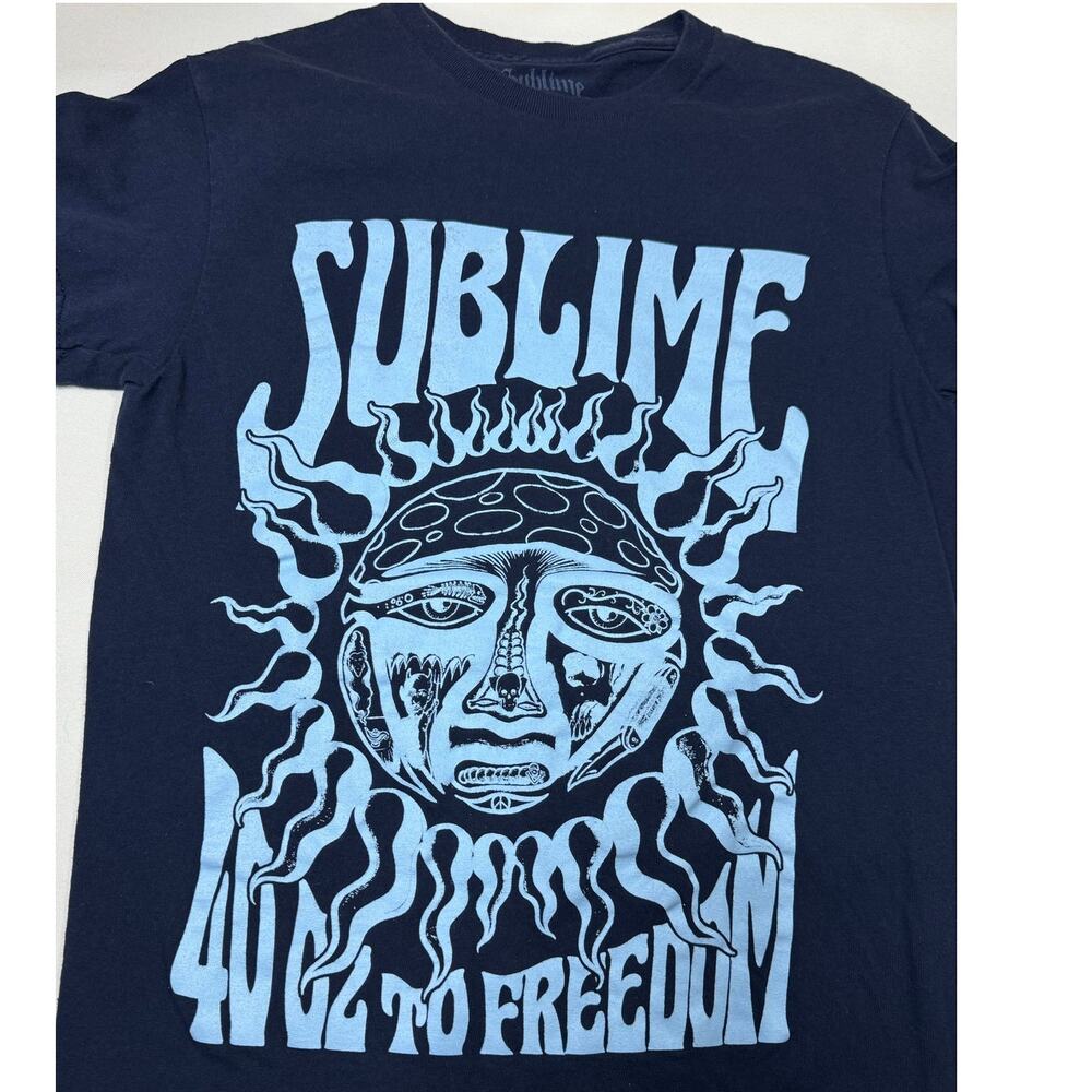 Sublime 100% Cotton Sun Logo Graphic T-Shirt Blue Small Band Tee